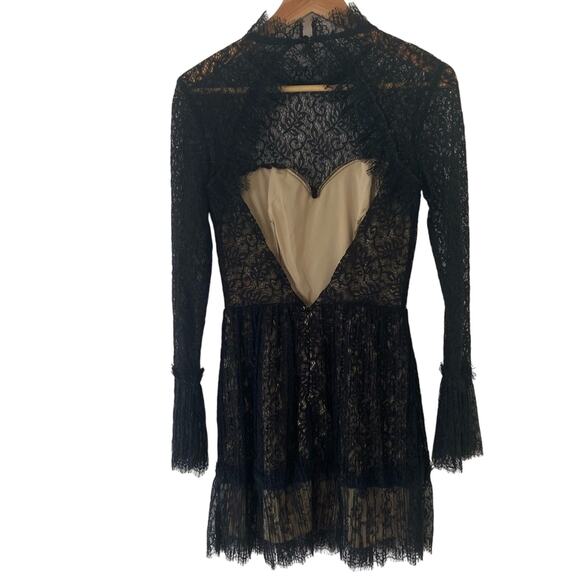 Sailor Amity Mini Dress Black Lace Mockneck Whimsigoth Size X-Small Gently Used - Picture 5 of 9